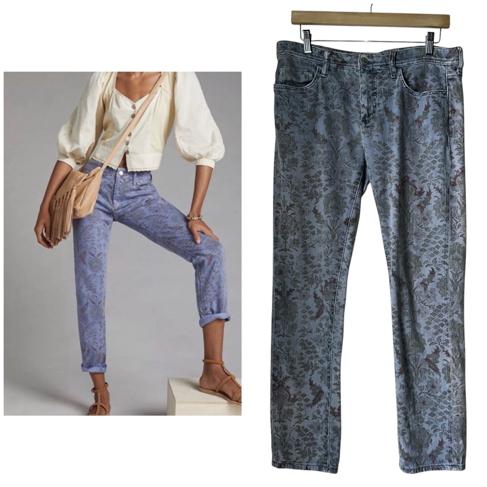 PILCRO and the Letterpress Mid Rise Slim Boho Floral Pattern Boyfriend Jeans